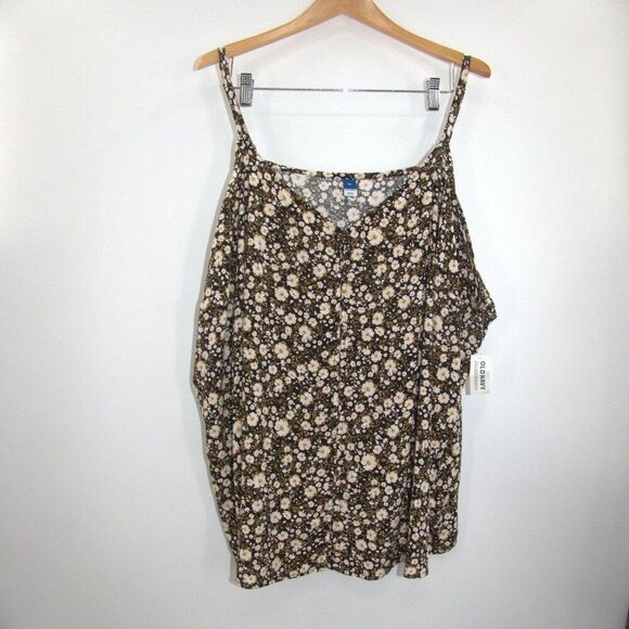 Old Navy Black Floral Print Button Front Cami Top Women's Plus Size 4X - Picture 1 of 9